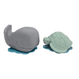 Badespielzeug Wal & Schildkröte aus Naturkautschuk, Hevea Geschenkset