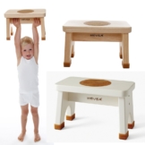 Hevea Kinderhocker in Natur / Weiß  Tritthocker aus Kautschukholz