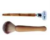 schoenheitsset aus make up pinsel kunsthaar damen rasierer mit griff aus olivenholz | nachhaltiges Geschenk Schönheitsset aus Make-Up Pinsel Kunsthaar & Damen Rasierer mit Griff aus Olivenholz