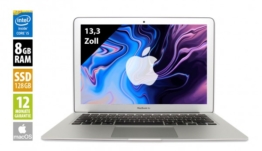 Apple MacBook Air (2017) Silver - 13,3 Zoll - Core i5-5350U @ 1,8 GHz - 8GB RAM - 128GB SSD - WXGA+ (1440x900) - Webcam - macOS
