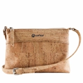 Corkor Vegane Umhängetasche Damen Geldbeutel Schultertaschen Handtasche Schulter Natur-Leder Natur Korkleder Hellbraun - 1