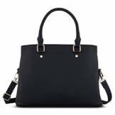 Expatrié Handtasche Damen Schwarz Julie Henkeltasche aus veganem Leder - PU Ledertasche Schultertasche Umhängetasche Klein - Elegante Tasche in Saffiano Optik mit praktischen Fächern - 1