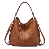 Handtaschen Damen Lederimitat Umhängetasche Designer Taschen Hobo Taschen groß Mit Quasten Braun - 1