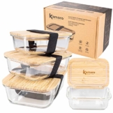 kamoro home kitchen glas frischhaltedosen 4er set mit nachhaltigem bambus deckel | nachhaltiges Geschenk Kamoro HOME & KITCHEN Glas Frischhaltedosen 4er Set mit nachhaltigem Bambus Deckel - Glasbehälter in verschiedenen Größen mit Gummibändern zum Transport – BPA-freie Dosen/Behälter (4er Set)