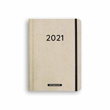 Nachhaltiger Kalender A5 aus Graspapier, Samaya 2021 - Easy,152 Seiten, Natur, V-Label zertifiziert, Made in Germany (DE/EN) - 1