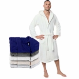 twinzen bademantel herren s weiss 100 baumwolle 350g mc2b2 oeko tex zertifizie | nachhaltiges Geschenk Twinzen Bademantel Herren - S - Weiß - 100% Baumwolle (350g/m²) Oeko-TEX® Zertifiziert - Bademantel mit Kapuze, 2 Taschen, Gürtel